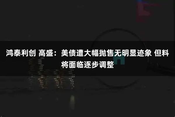 鸿泰利创 高盛：美债遭大幅抛售无明显迹象 但料将面临逐步调整
